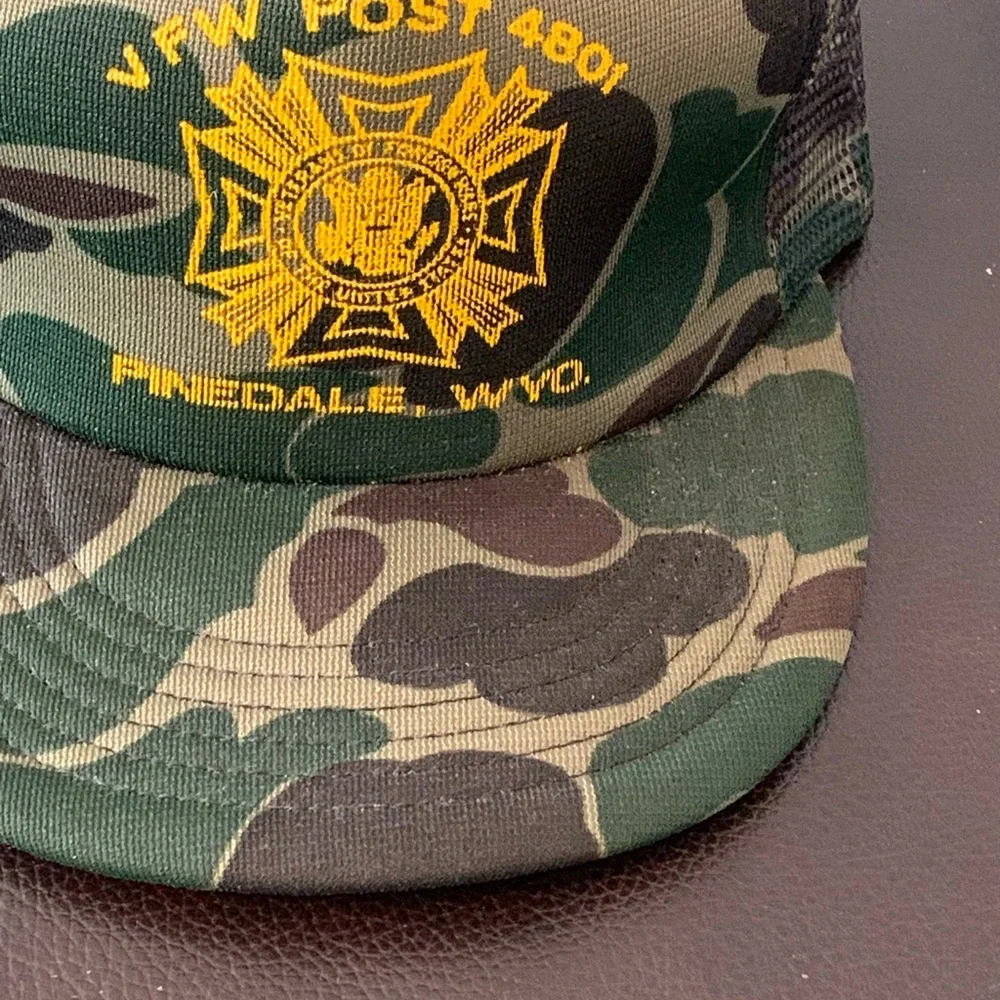 Vintage VFW Post 4801 Pinedale Wyoming Snapback Trucker Hat Baseball Camo USA